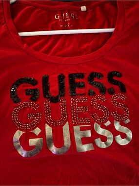 Red GUESS Short Sleeve Tee